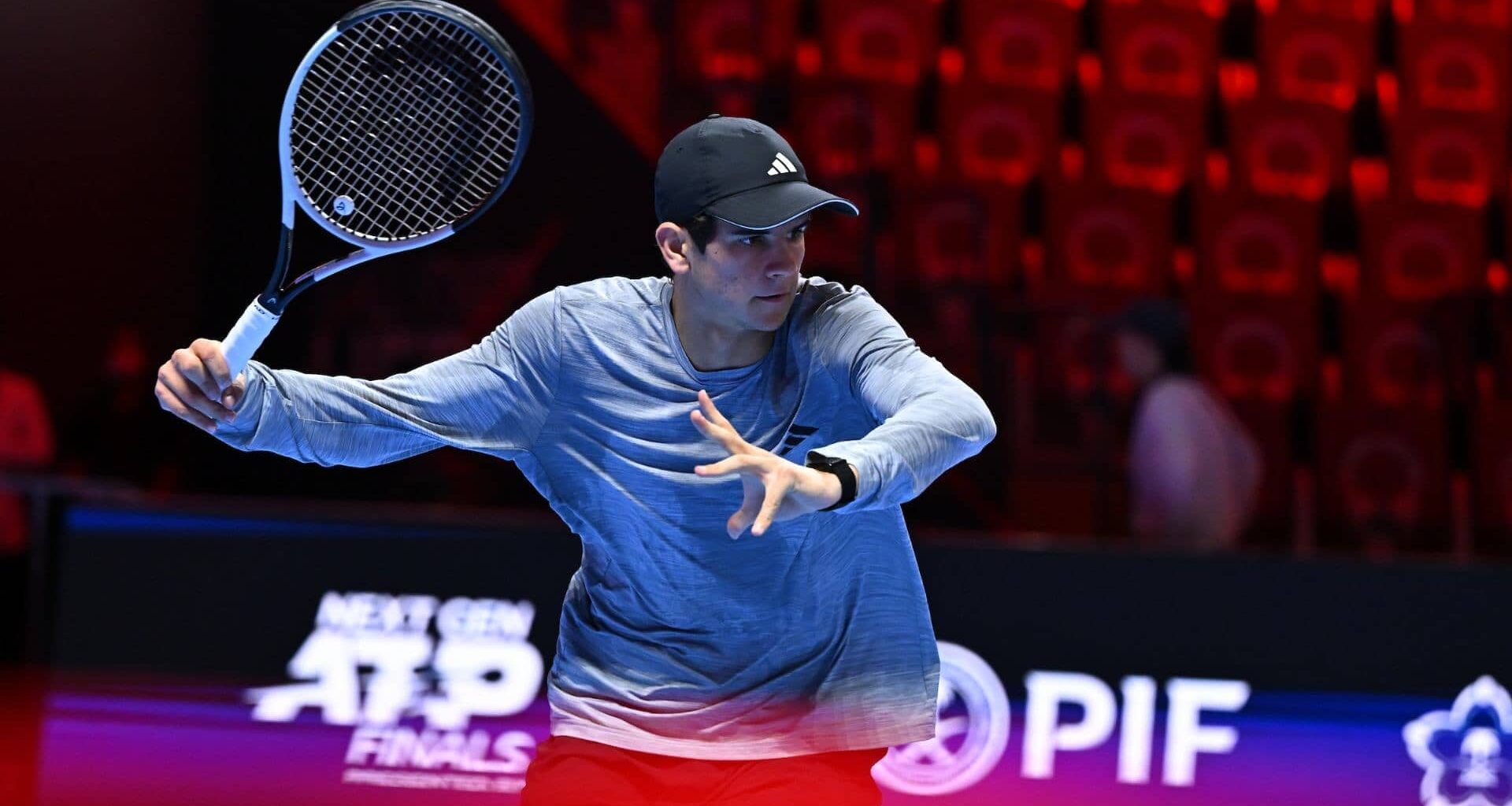 Rafael Jódar se alista antes del primer día de juego en las Next Gen ATP Finals presented by PIF.
