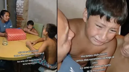 La emoción de dos niños al recibir una Play 5 en Navidad