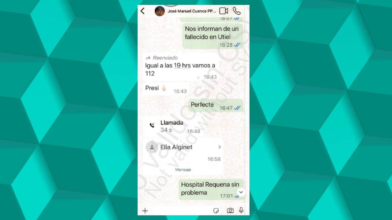 Mazón escribió desde 'El Ventorro' que "igual a las 19:00 h" se acercaba al CECOPI, pero llegó a las 20:28 horas