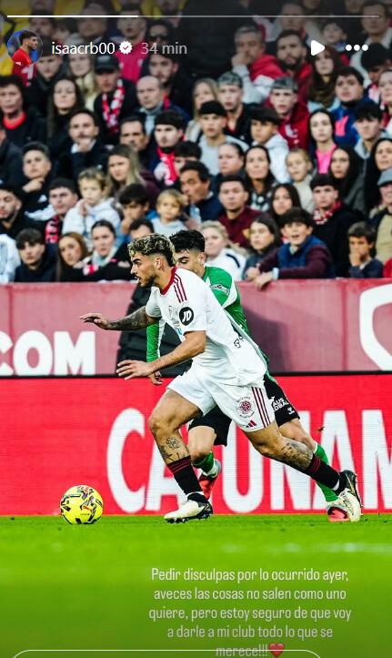 El mensaje publicado por Isaac Romero.