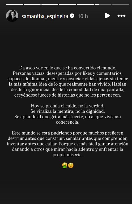 Samantha sobre lo que dijo Sandro Castro