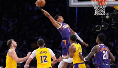 Suns rompen racha de siete victorias de Lakers con triunfo 125-108 pese a quedarse sin Booker
