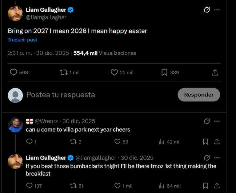 El mensaje de Liam Gallagher que ilusiona a los fans de Oasis (Foto: captura X).