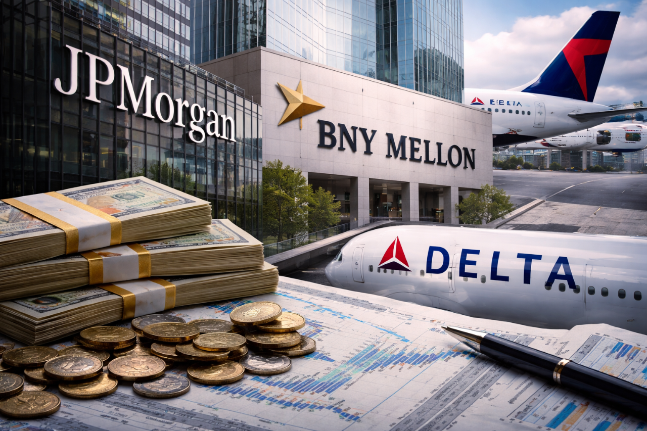 JPMorgan lidera resultados; BNY destaca y Delta duda