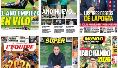 El comienzo de 2026, el posible fichaje de Evan Ferguson por el Real Betis, la lesión de Mbappé...así vienen las portadas