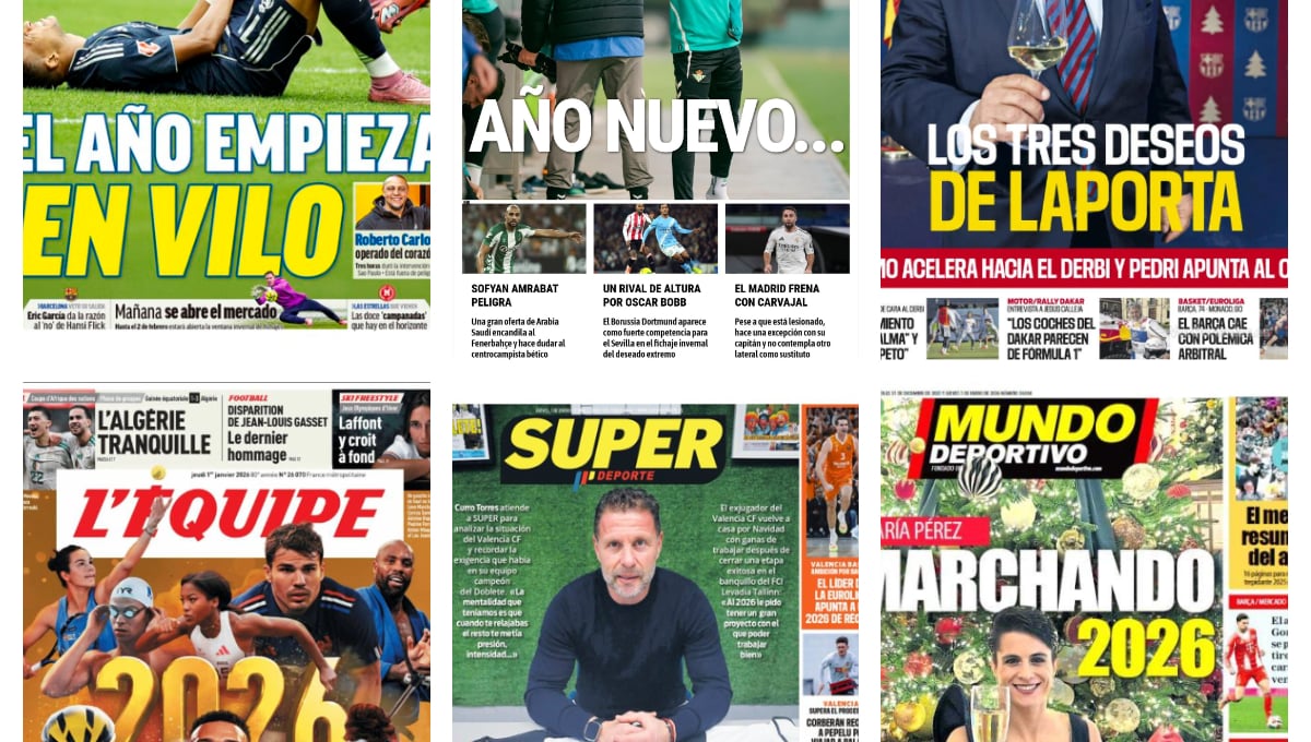 El comienzo de 2026, el posible fichaje de Evan Ferguson por el Real Betis, la lesión de Mbappé...así vienen las portadas