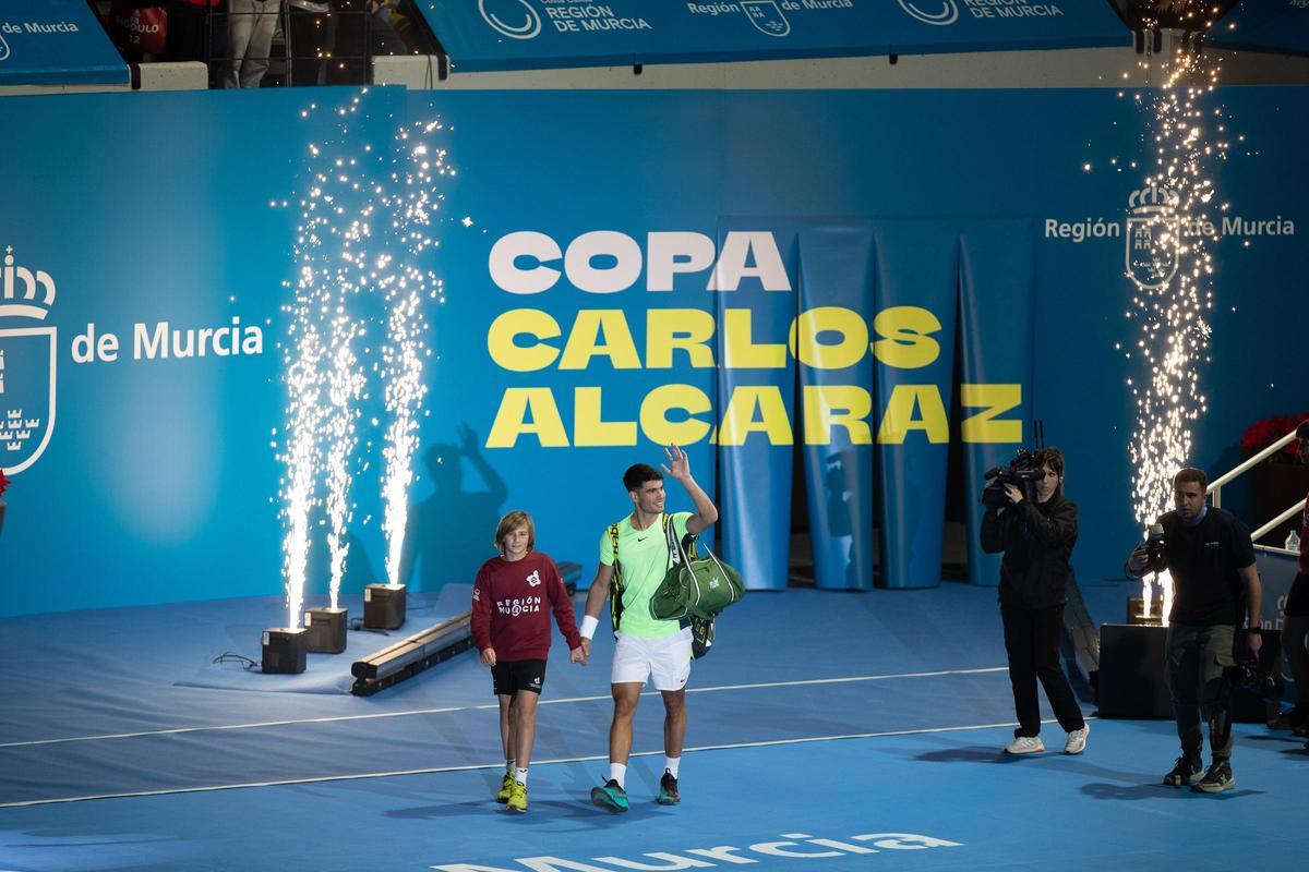Carlos Alcaraz, en la Copa Carlos Alcaraz celebrada en el Palacio de los Deportes de Murcia en 2023