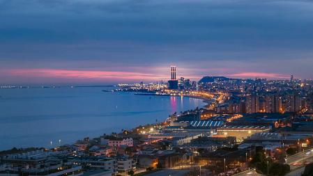 La puesta de sol en Barcelona.
