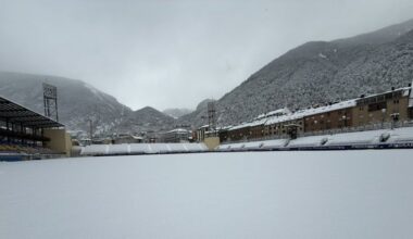 Así estaba el campo del Andorra a primera hora de la mañana