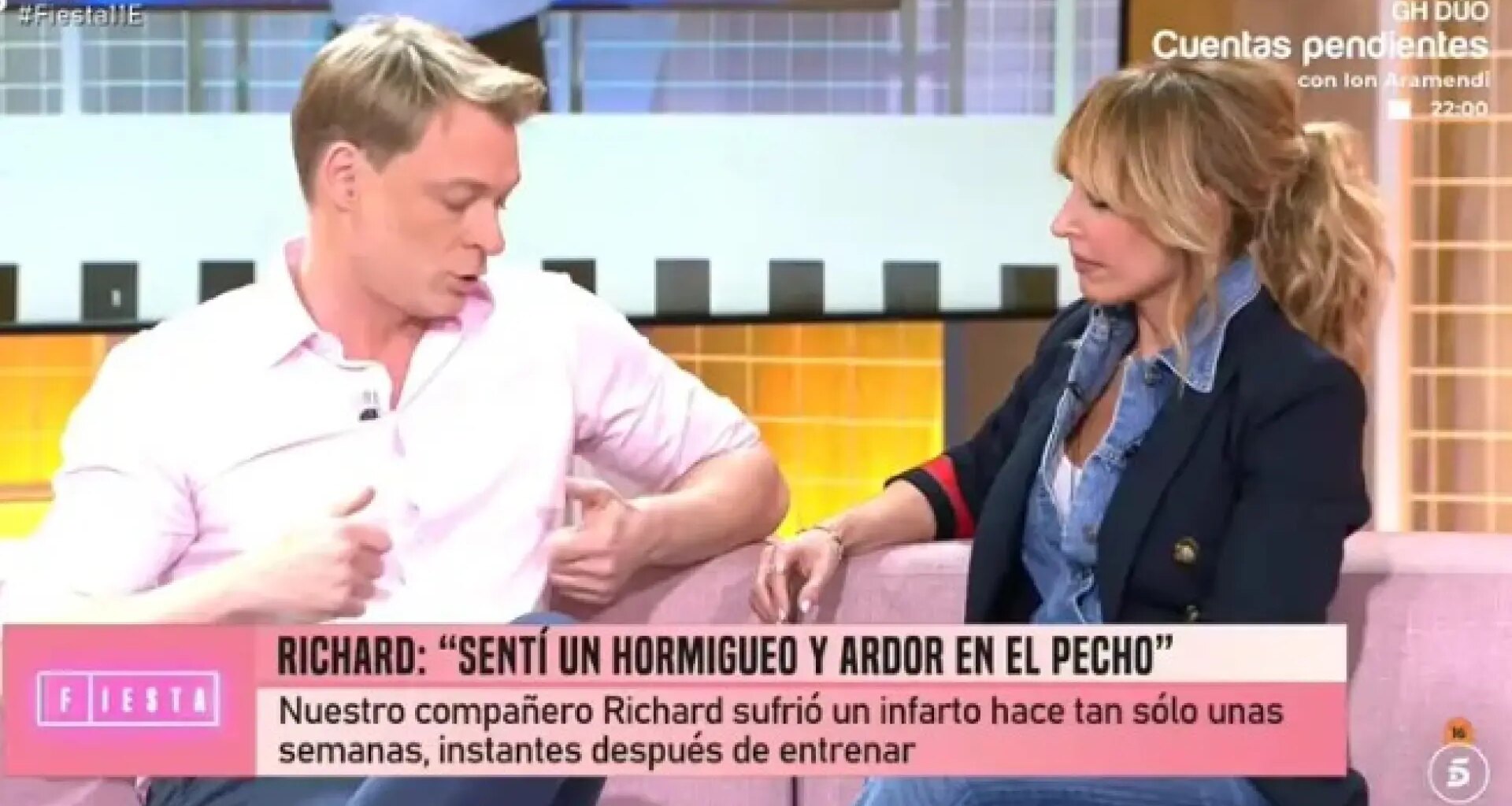 Richard Pena, la voz de 'First Dates', revela entre lágrimas en 'Fiesta' que ha sufrido un infarto: "Una batalla psicológica"
