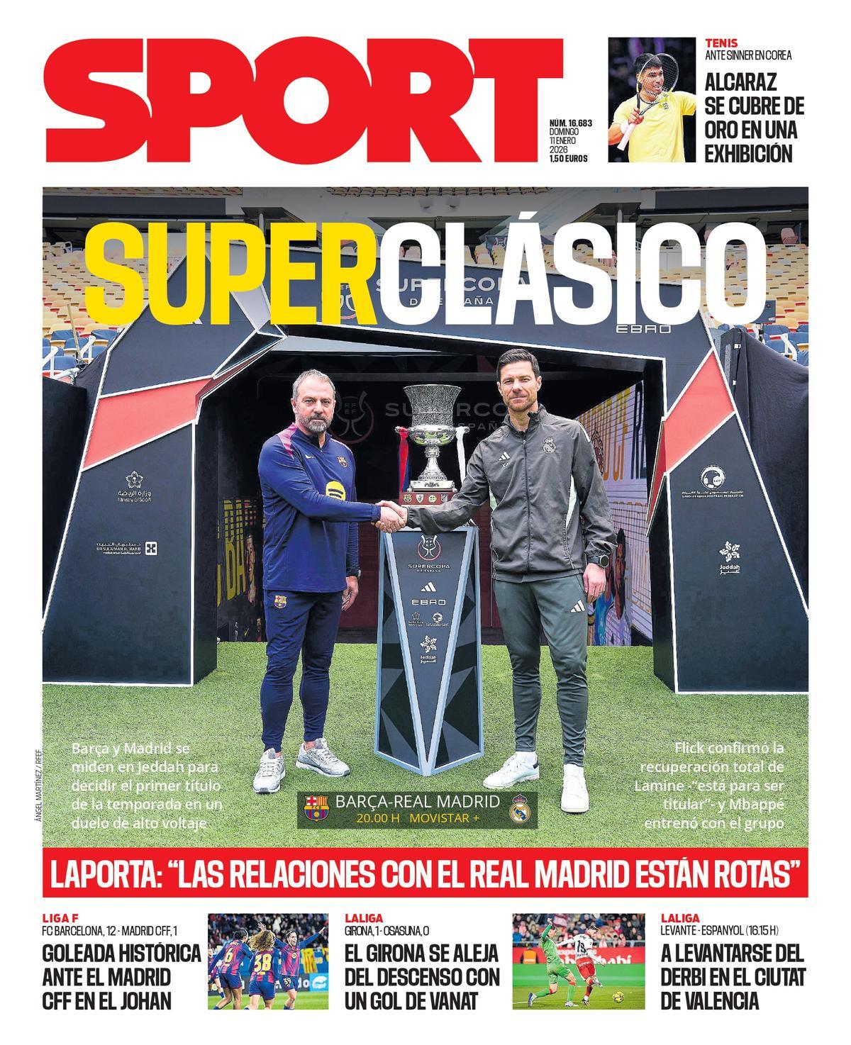 Esta es la portada de SPORT de hoy domingo, 11 de enero de 2026