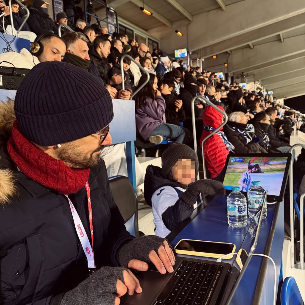 Diego, en el estadio de Butarque, viendo jugar a papá