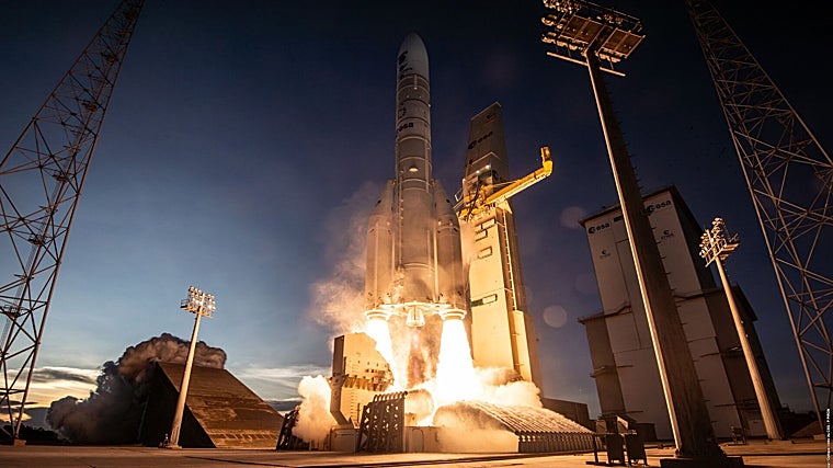 Momento del lanzamiento del Ariane 6 con el Sentinel-1D