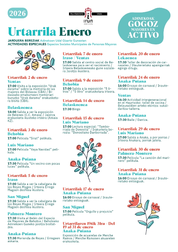 El nuevo año arranca con diversas actividades en los Espacios de Personas Mayores