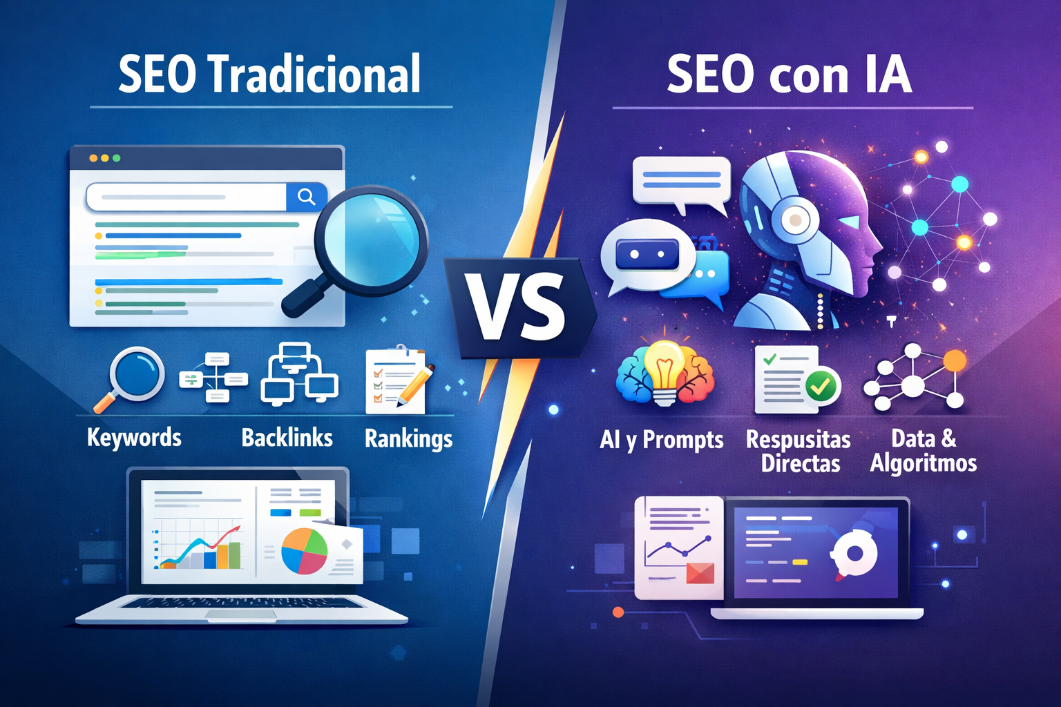 SEO tradicional vs SEO con IA: diferencias clave y cómo adaptar tu estrategia en 2026 SEO tradicional vs SEO con IA: diferencias clave y cómo adaptar tu estrategia en 2026 - ChatGPT Image 7 ene 2026 13 19 31