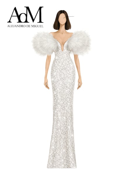 El boceto del vestido remitido a la prensa por el diseñador.