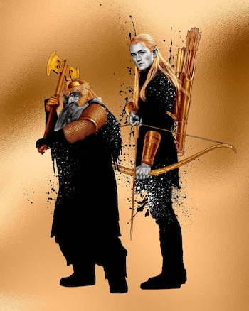 Orlando Bloom y John Rhys-Davies