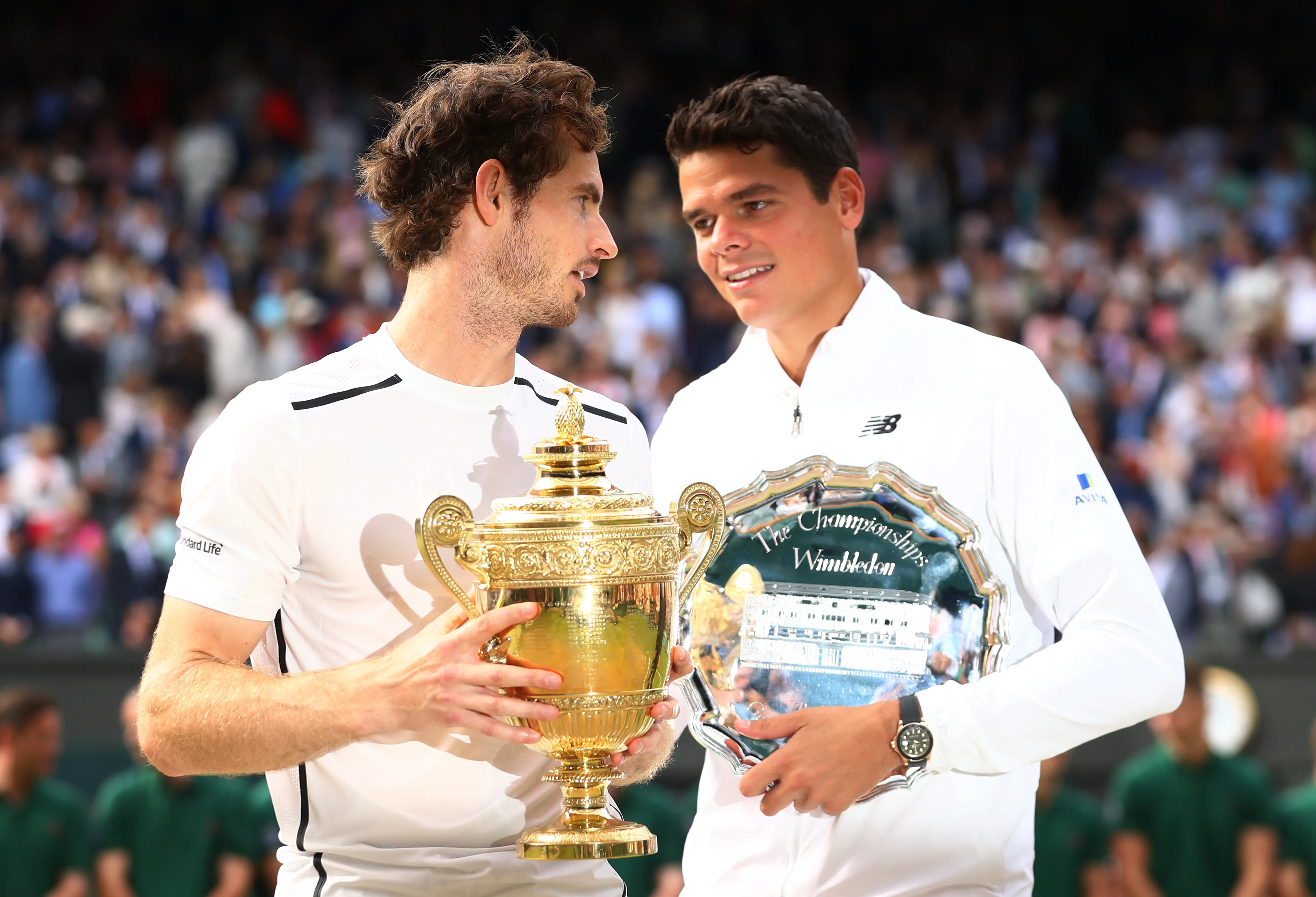 Murray y Raonic tras la final de Wimbledon 2016. (Foto: Getty).