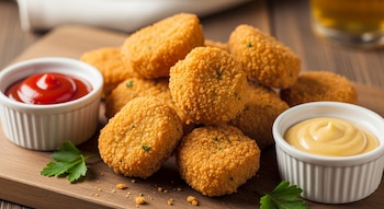 Muchos nuggets de pollo comerciales