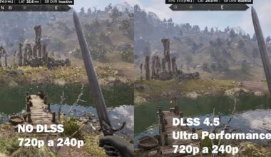 DLSS 4.5 puede reescalar juegos de 240p a 720p: mejor que TAA