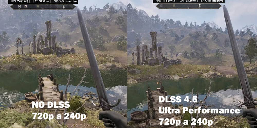 DLSS 4.5 puede reescalar juegos de 240p a 720p: mejor que TAA