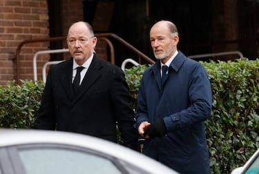 Konstantin y Kyril de Bulgaria llegan a la catedral Ortodoxa Griega de San Andrés y San Demetrio para asistir al responso por Su Alteza Real la Princesa Doña Irene de Grecia.