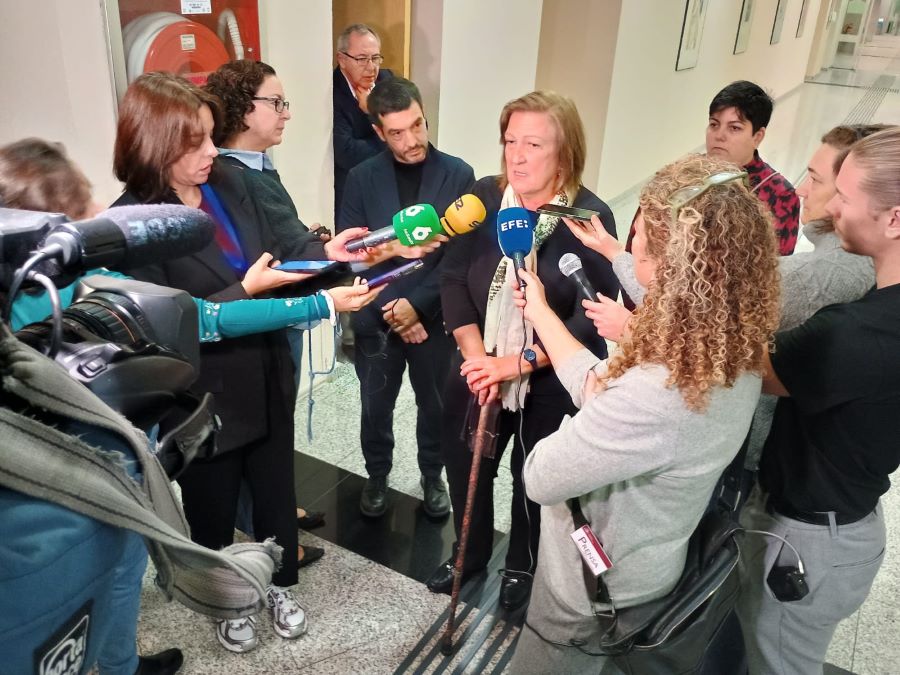 Carmen Laucirica atiende a los medios de comunicación