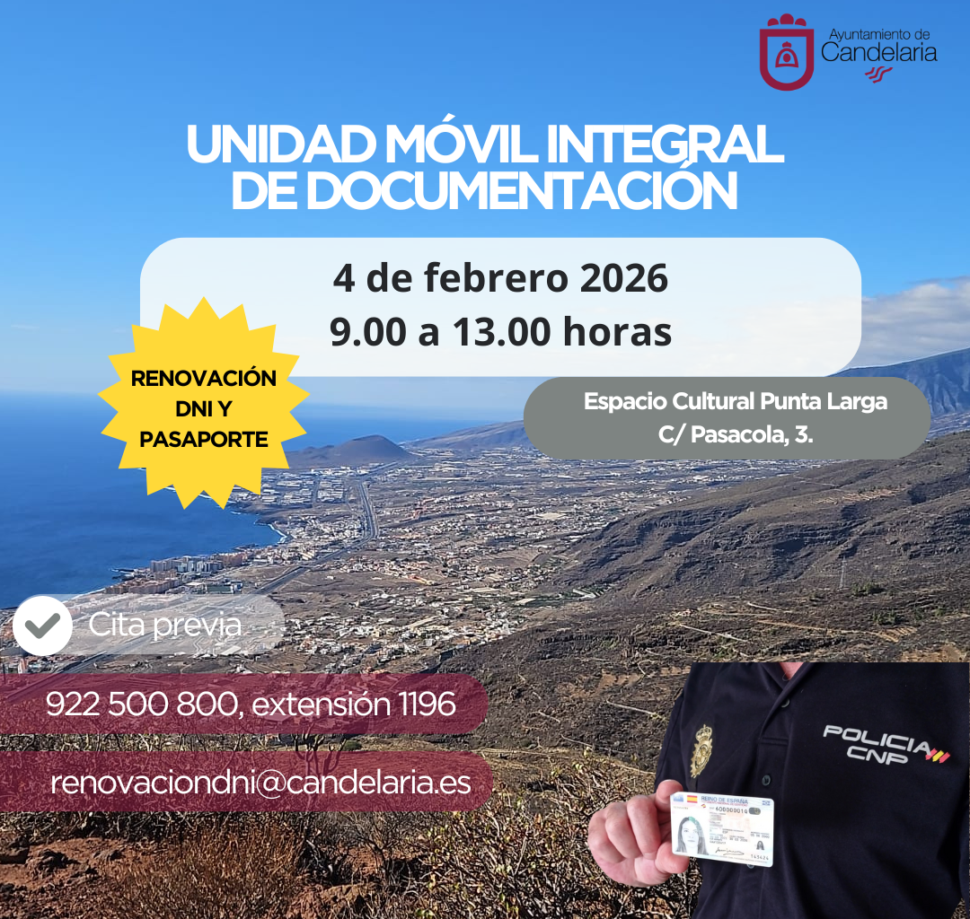 Candelaria acoge una nueva jornada de expedición de DNI y pasaportes el 4 de febrero – Candelaria