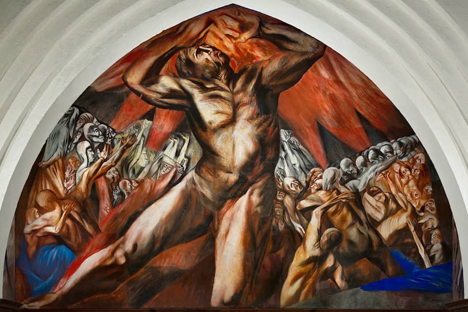 El mural “Prometeo”, del mexicano José Clemente Orozco, todavía se encuentra en el comedor del Pomona College.