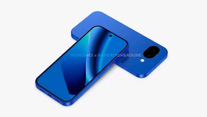 Posible diseño del teléfono Pixel 10a de color azul