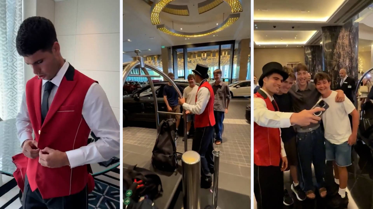 Alcaraz se hace pasar por un botones del hotel Crown Towers de Melbourne