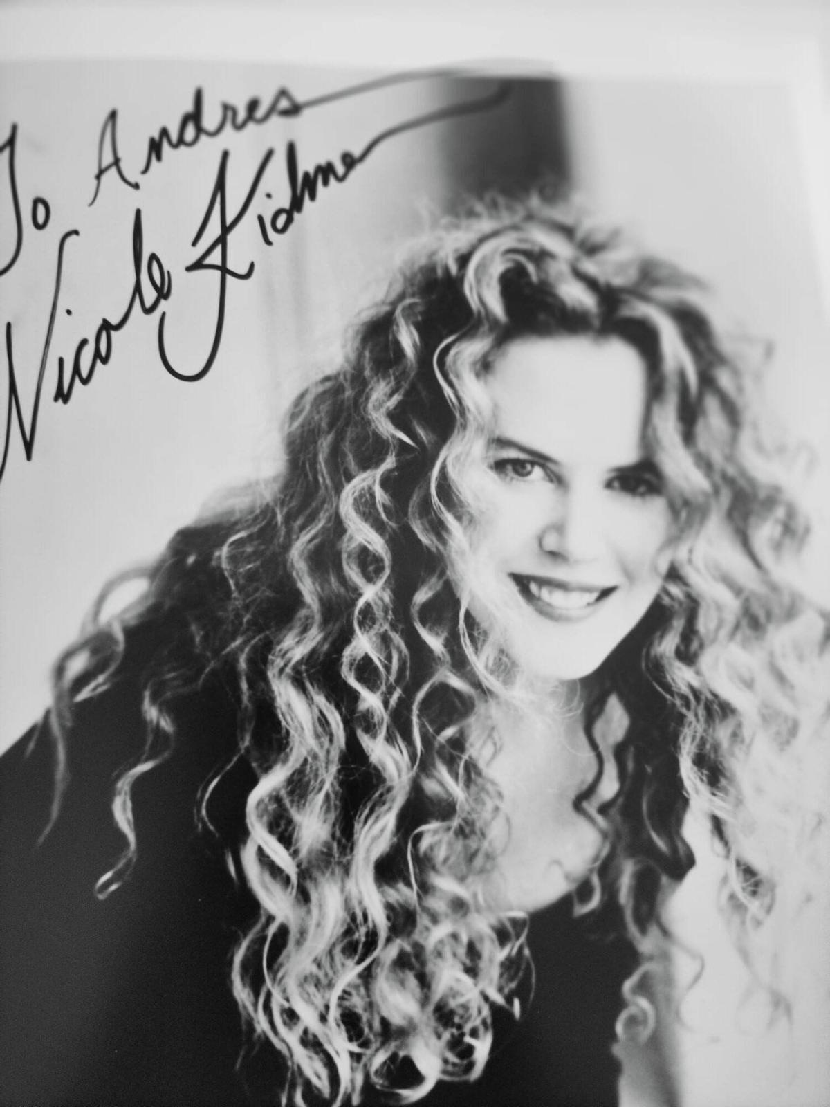 Foto dedicada de Nicole Kidman al malagueño Andrés Hidalgo.