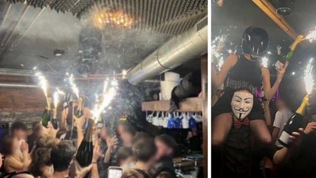 Imágenes que parecen mostrar el inicio del incendio en el interior de la discoteca.