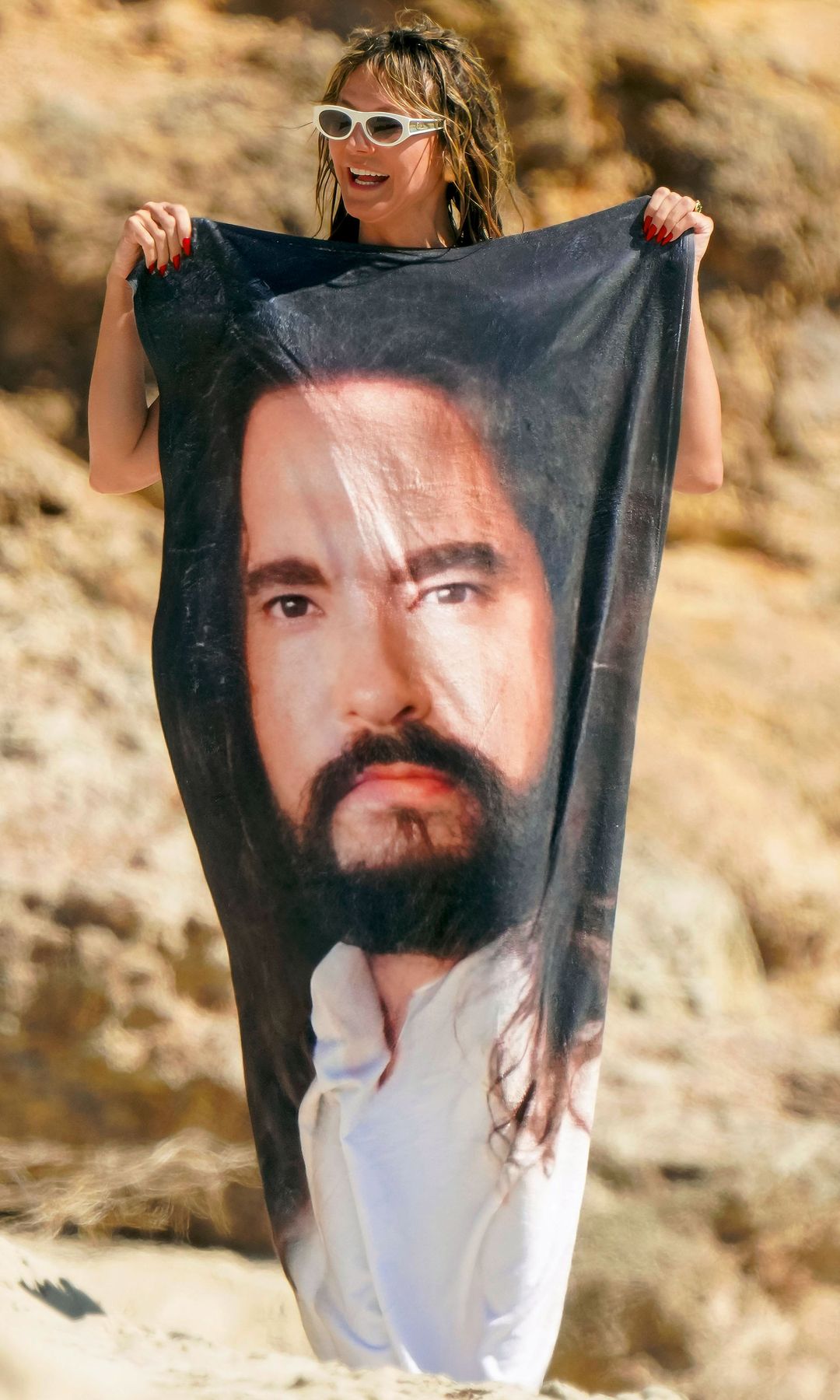 Heidi Klum y su marido, Tom Kaulitz, en la playa