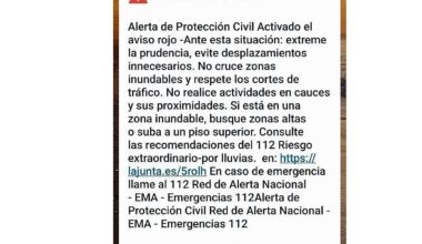 Vuelven a saltar las alarmas en los móviles: Málaga, en aviso rojo por fuertes lluvias