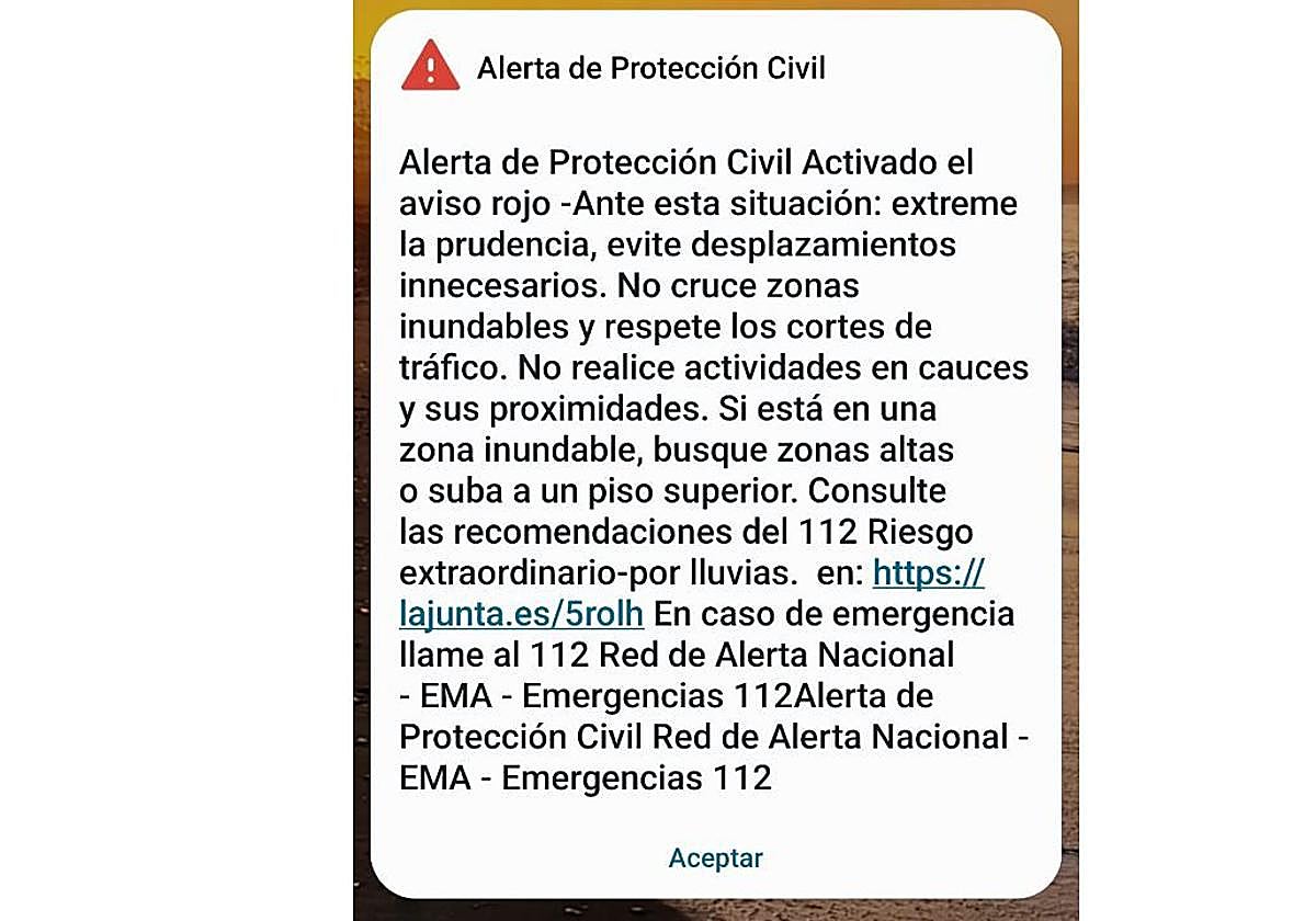 Vuelven a saltar las alarmas en los móviles: Málaga, en aviso rojo por fuertes lluvias