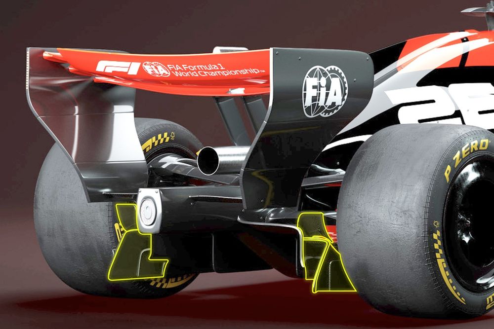 La cascada de flaps (en amarillo) ya no estará unida al brake duct, sino al difusor