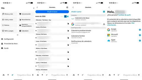 añadiendo calendarios en la App de Alexa
