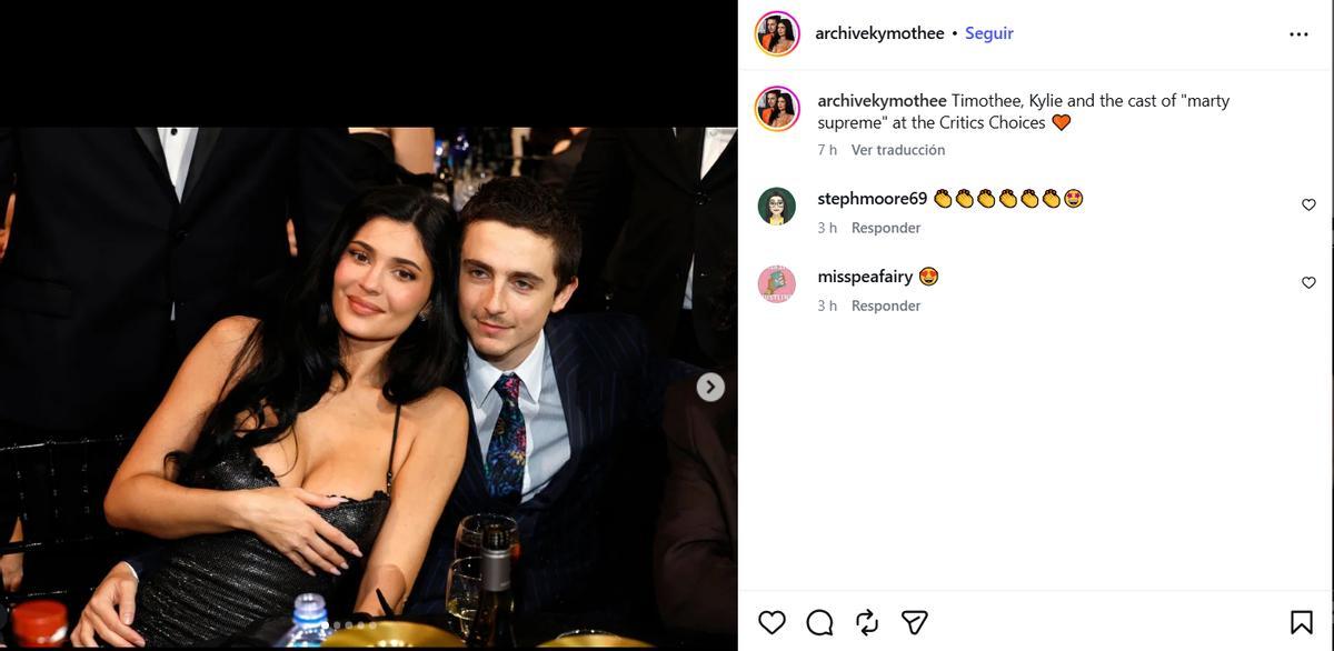 Timothée Chalamet y Kylie Jenner, en la gala de los Critics Choice Awards.