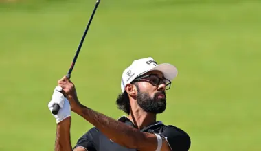 Akshay Bhatia, durante la ronda de prácticas en el Open.