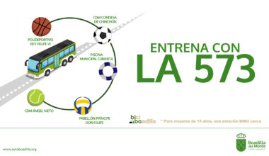 El Ayuntamiento anima a utilizar la línea 573 para acudir a los centros deportivos municipales