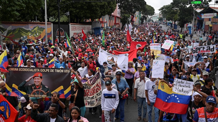 Manifestación en Caracas reclamando la liberación de Nicolás Maduro.