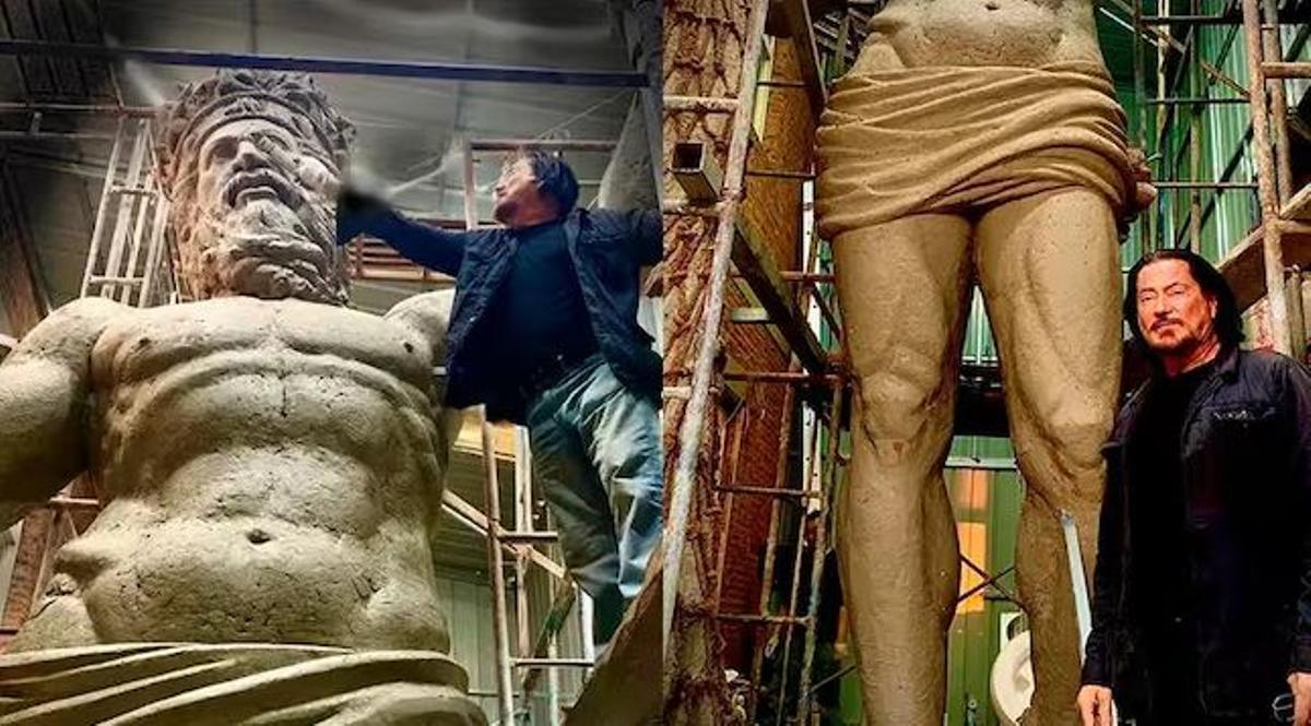 Ginés Serrán, con su Neptuno para el Puerto de Málaga