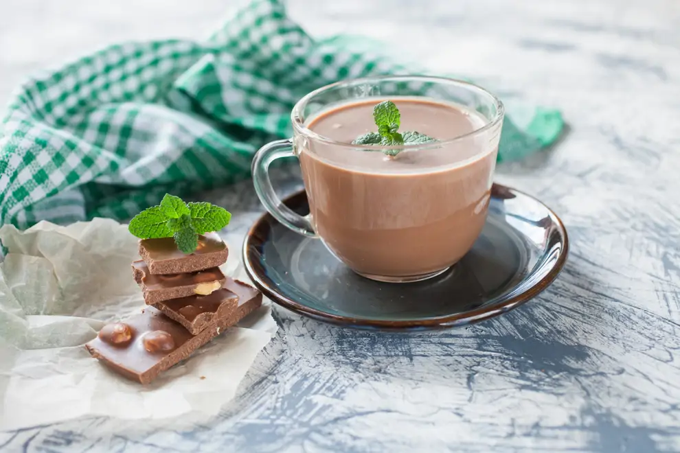 Chocolate a la taza con menta