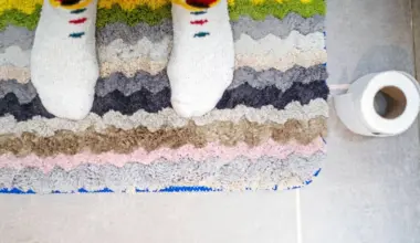 unos pies con calcetines sobre la alfombrilla de baño y un rollo de papel higiénico