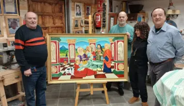 Marcelino Sesé entrega a Cuna de San Lorenzo un cuadro sobre el nacimiento de San Lorenzo y San Orencio