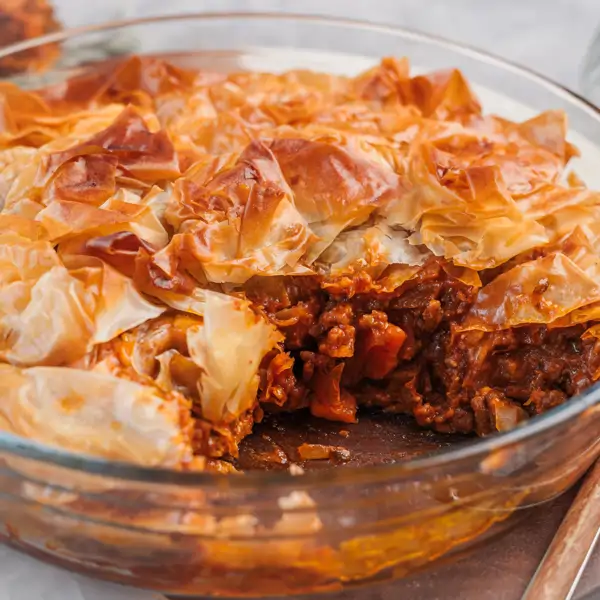 Pastel de carne con masa filo