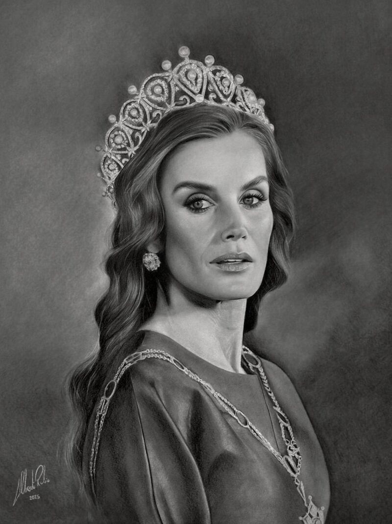 La Reina Letizia, retratada al grafito por Alberto Rubio