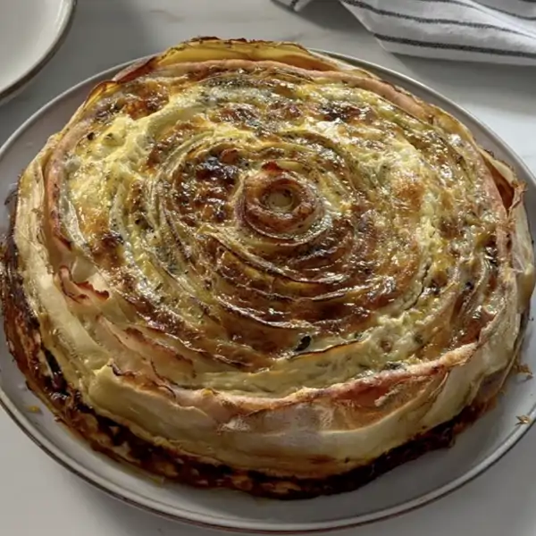 Rosa de patata, jamón y queso