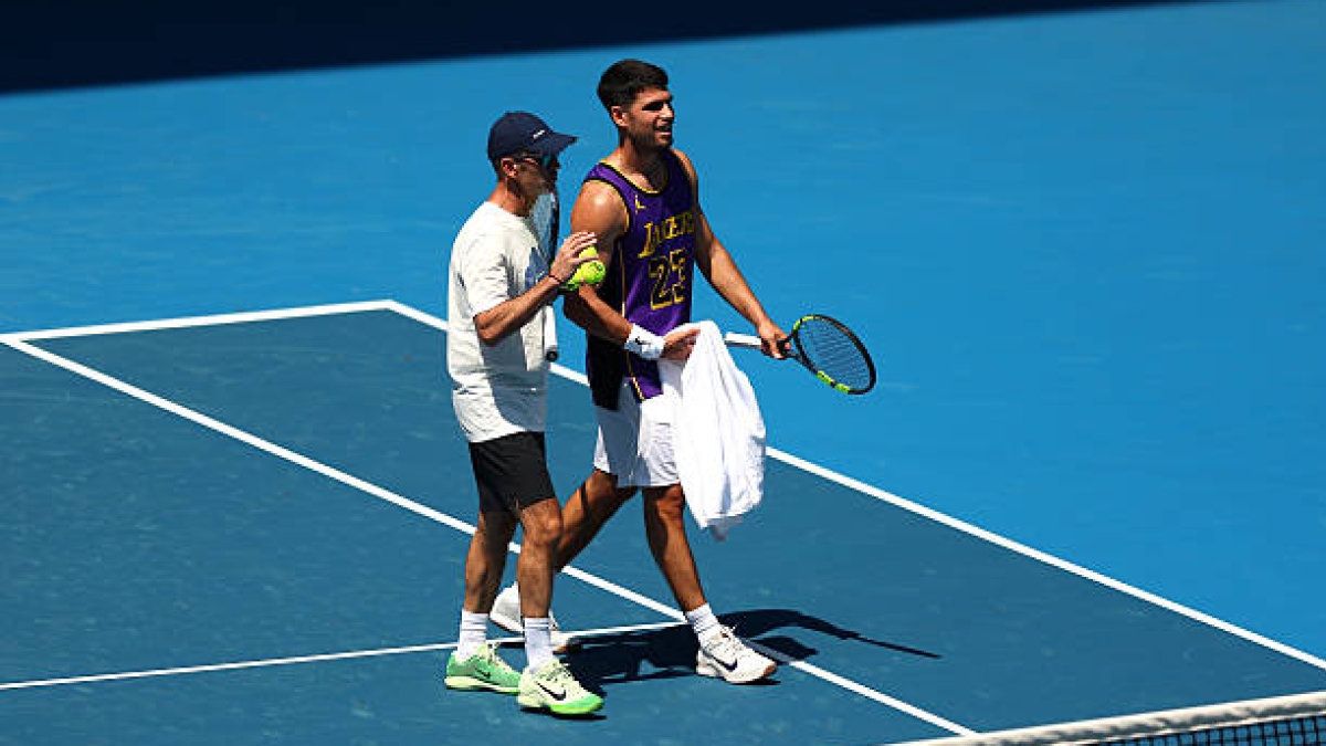 Así entrena Samu López con Alcaraz en Melbourne. Foto: Getty